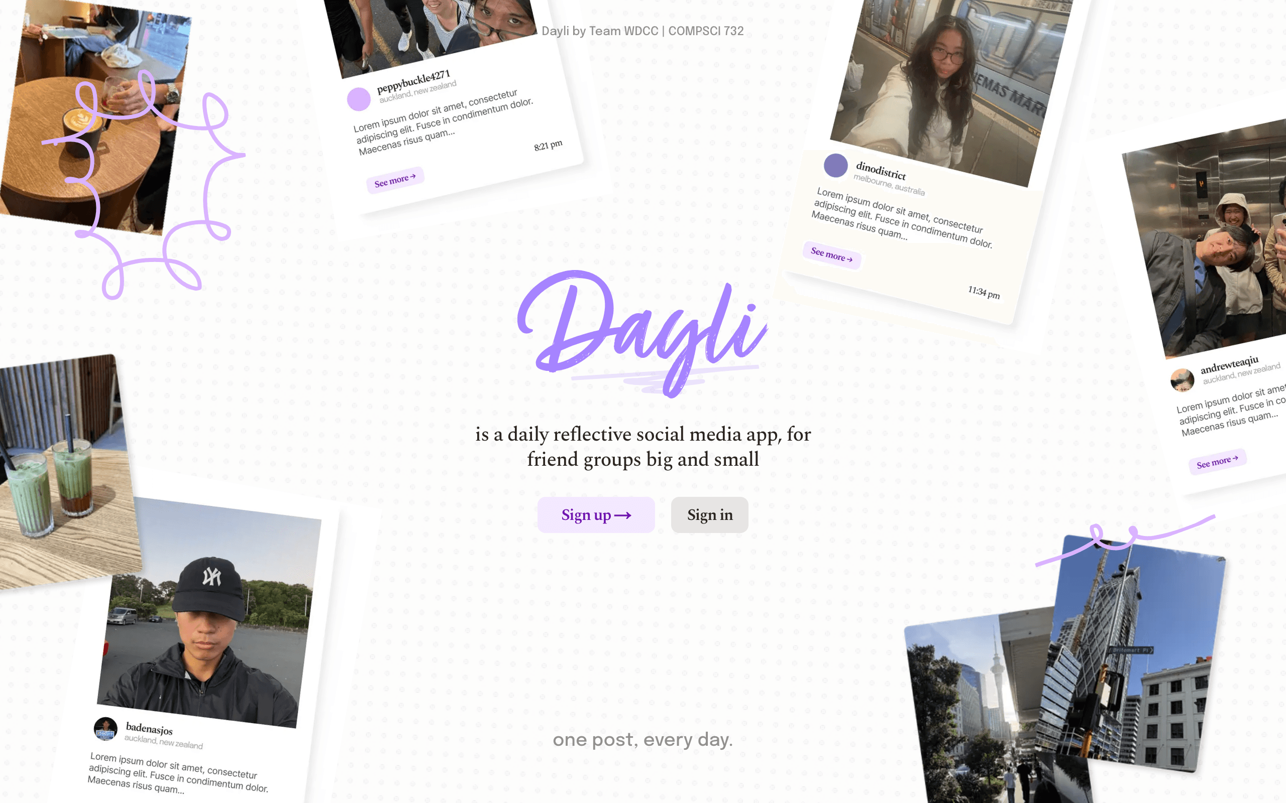 Dayli's landing page